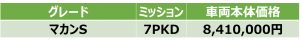 マカンS価格表