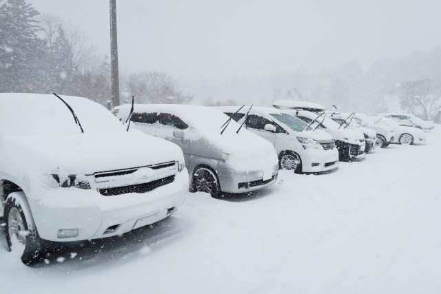 雪で路面が見えない