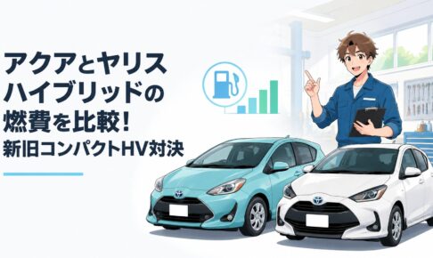 トヨタアクアとヤリスハイブリッドを並べた燃費比較イメージ