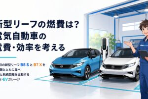 3代目の新型リーフB5 SとB7 Xを充電器とともに並べ電費と航続距離を比較する明るいEVガレージ