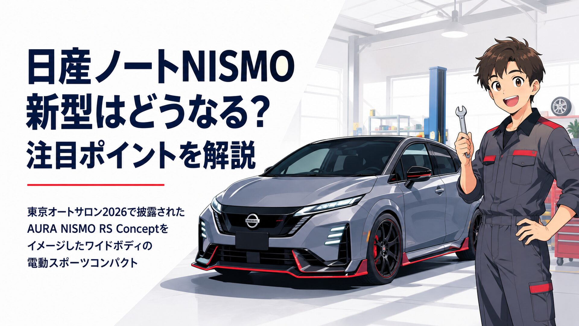 東京オートサロン2026で披露されたAURA NISMO RS Conceptをイメージしたワイドボディの電動スポーツコンパクト