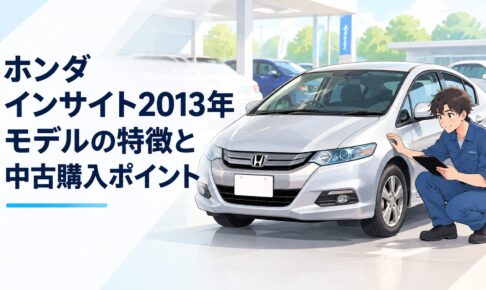 2013年モデルのホンダ インサイトを中古車販売店で確認する整備士
