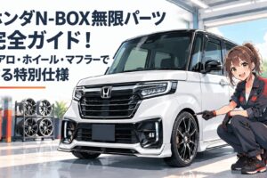 2026年改良型ホンダN-BOXカスタムに無限エアロと15インチMDYホイールを組み合わせたスポーティなカスタムイメージ