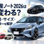 2026年改良の日産ノートとBlack Editionやボディカラー変更を紹介するイメージ