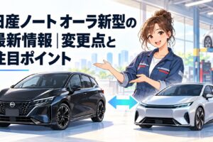 2026年型日産ノート オーラBlack Editionと将来の次世代コンパクトカーを比較するイメージ