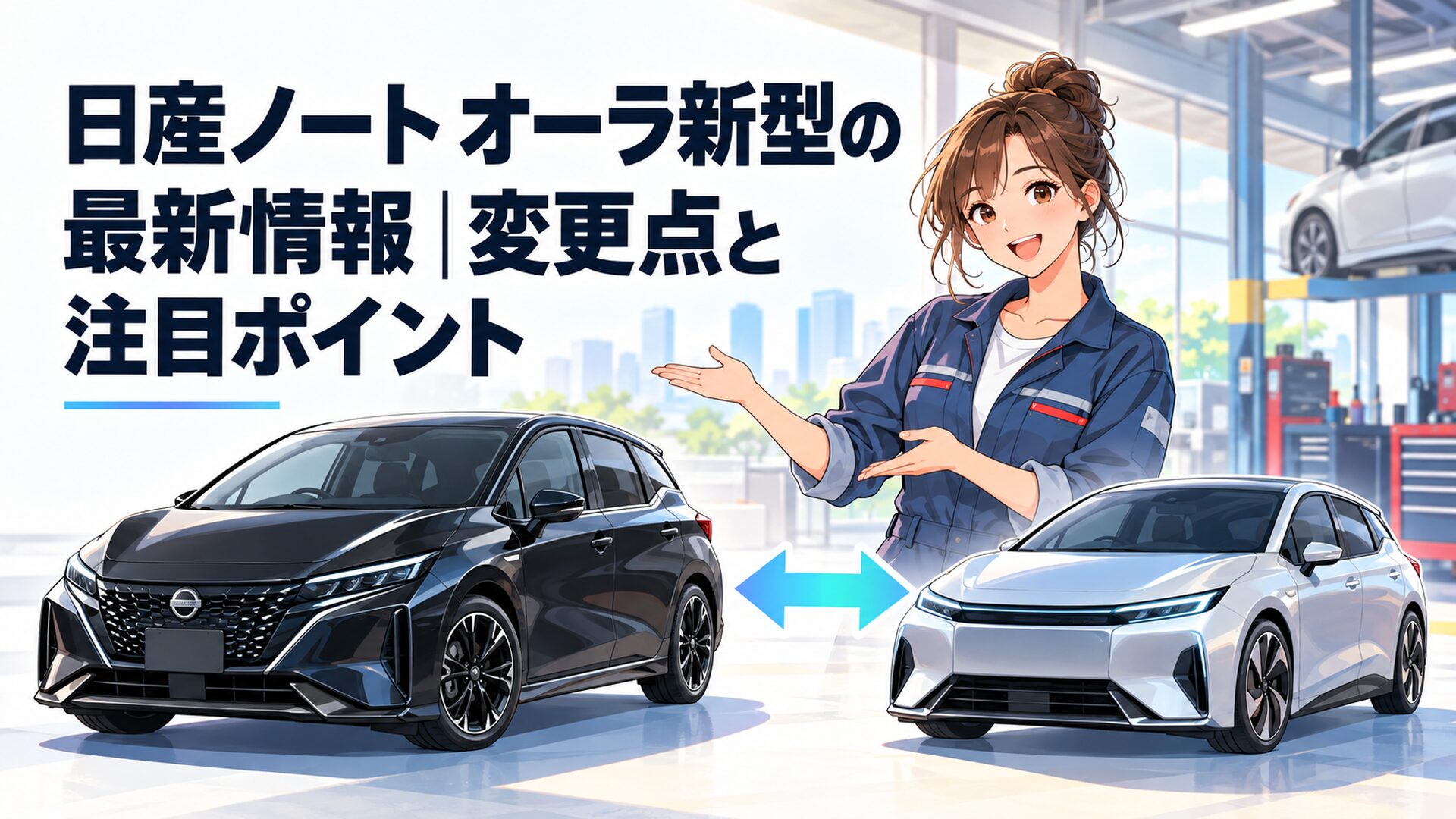 2026年型日産ノート オーラBlack Editionと将来の次世代コンパクトカーを比較するイメージ